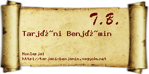 Tarjáni Benjámin névjegykártya